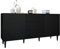 Mirjan24 Kommode Nakomo 2D3SZ mit 3 Schubladen und 2 Türen, geriffelte Fronten, Griffloses Öffnungssystem, Highboard, Anrichte, Sideboard, Mehrzweckschrank, Wohnzimmerschrank (Schwarz)