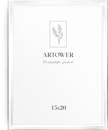 Artower® Bilderrahmen Weiß Metall Dünner Rahmen für 15 x 20 cm | Posterrahmen Groß Collage | Picture Frame Metal 15x20 cm | Aluminium Schmal Bilderrahmen | White Poster Rahmen