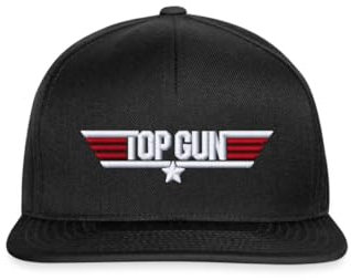 Spreadshirt Top Gun Logo Stick Snapback Cap, One Size, Schwarz/Schwarz
