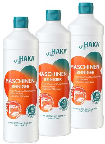 HAKA Maschinenreiniger für Geschirrspüler 3er-Set, Waschmaschine gegen Kalk, Schmutz, Gerüche, 3 x 1 l