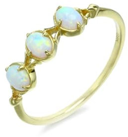 Stfery Verlobungsring Damen 585 Gold Ring für Damen Oval Geschaffener Opal Trauring Damen