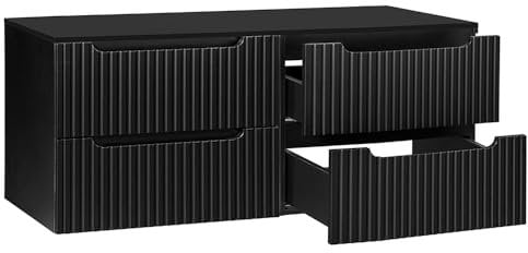 Lomadox Badezimmer Doppel Waschtischunterschrank Set 160 cm schwarz 40 cm tief Waschbeckenschrank Badschrank 4 Auszüge B/H/T ca. 160,4/59,5/40 cm
