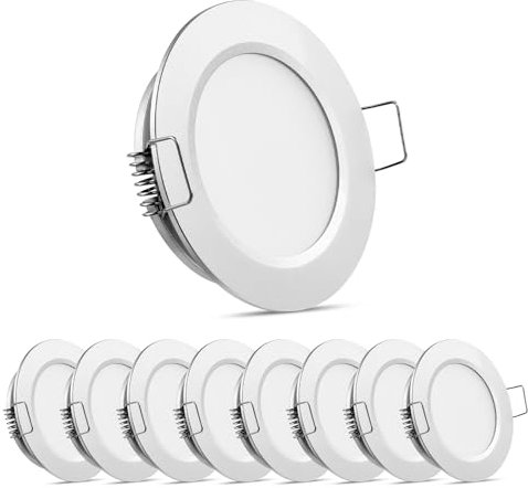 Obeaming 8er Set LED Einbaustrahler 12V LED Spot 12V Einbauspots für Wohnmobil Boot Camper Wohnwagen Van, DIA 70mm CRI93 Aluminium(Silber, 3000K)