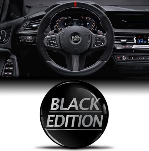 Biomar Labs 3D Silikon Aufkleber Kompatibel mit BMW 36131181082 Emblem Lenkrad 45mm Plakette Zubehör Teile Decals Lenkrad Dekoration Schwarz V 10