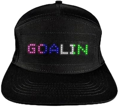 CYTGOUPER LED-Baseballkappe, programmierbare Bluetooth-App-Steuerung, editierbare LED-Display-Kappe, Smart-Hut für Party, Halloween, Outdoor-Konzert, Karneval (Schwarzer Hut)