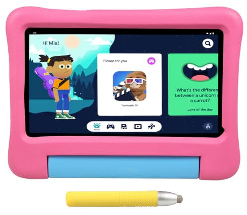 KYASTER Tablet para niños,7 Pulgadas HD IPS Pantalla, Android 12, Quad Core 2.0 GHz, 6 GB+64 GB, 5G WiFi, Batería de 3500 mAh, Control Parental, EVA Kid-Proof Funda con lápiz óptico (Rosa)