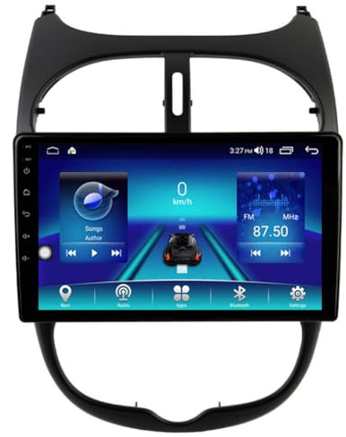 Autosion Autoradio für Peugeot 206 206CC 206SW Android 13 Carplay GPS Navi Sat Radio 9 Zoll QLED Multimedia BT WiFi 2+32GB Lenkradsteuerung