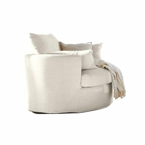 LOBERON Dreh-Sessel Jindabyne ,  creme | Drehstuhl, Runde Form mit Drehfunktion, Seitliche Komfortkissen, Robuste und pflegeleichte Materialien