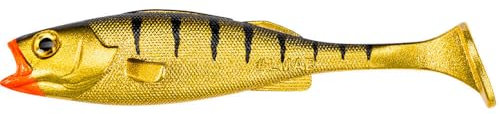 LMAB Perch Shad 7 cm, 9 cm, 11 cm, 14 cm, 18 cm, 23 cm KÖFI - Gummifisch Angelköder, Kunstköder Gummiköder Softbait zum Hechtangeln, Barschangeln, Hechtköder (11 cm - Gold Tiger)