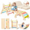 Giant bean Pikler Triangle Set with Cushion, Foldable 5 in 1 Toddler Climbing Toys Indoor, Sliding Ramp & Arch, Wooden Montessori Climbing Set, Playground Jungle Gym for Kids Age 1-3 Rainbow