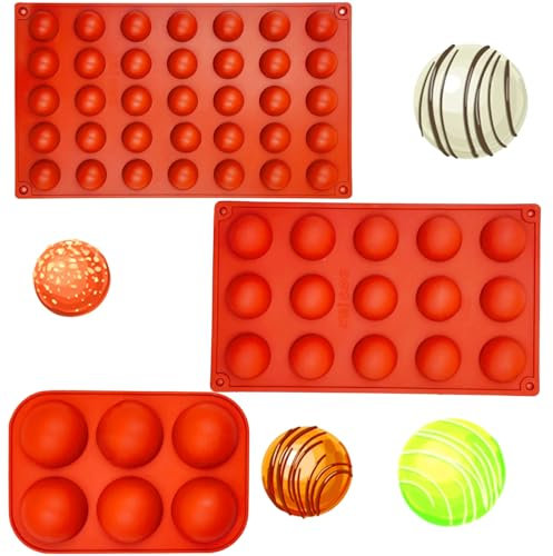 3 Pezzi Stampo Silicone a Semisfera, Stampo Torta Sfera 6 15 35 Cavità, Per Realizzare Bombe Cioccolato Gelatine Budini Torte Mousse a Cupola