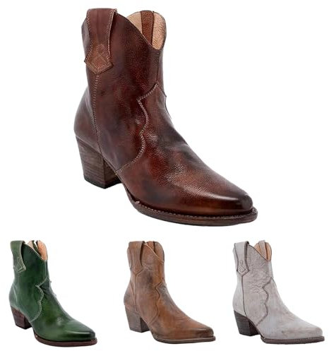 Stivali da donna casual a gambo lungo con tacco, scarpe invernali da donna Chelsea con suola antiscivolo, elegante tacco a blocco, punta lunga, stivaletti da cowboy, verde, 36