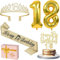 18. Geburtstag Mädchen Deko, 18 Geburtstag Krone und Schärpe, Tortendeko und Kerzen, Luftballons Gold, Geschenke für Mädchen 18 Jahre