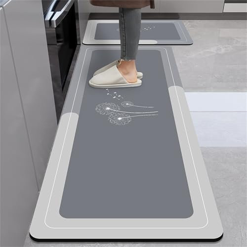 Highdi Küchenläufer, Exquisite Moderne Saugfähig Läufer Flu Teppich Küche Flur Teppich Läufer, Diatomeenerde Teppich Küche, Küchenteppich Waschbar rutschfest, für Küche, Flur (80x120cm,Löwenzahn 2)