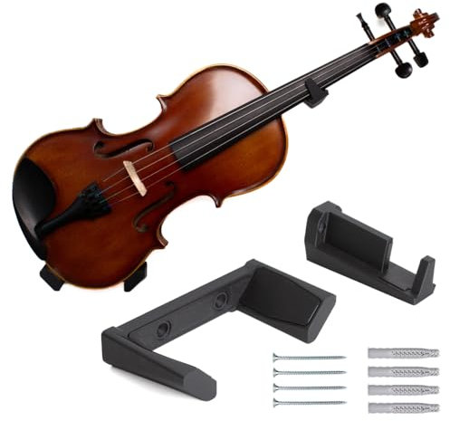 CrunchyWorks geneigter verstellbarer anpassbarer schräger Violine Halter, Wandhalterung Bügel Haken mit Montageequipment, Wandhalter Violinenständer, Schwarz