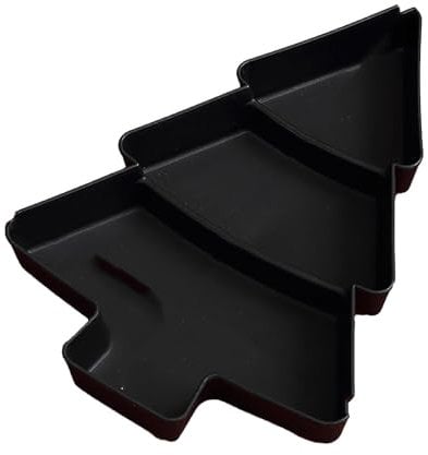 Christmas Tree Trunk Fruit Plate Christmas Tree Shape Platter Fruit Plate Christmas Tree Shaped Platters Christmas Tree Shaped Dish Plate Plastic Divided Serving Tray Lunch (Black, 25.4 * 18.3 * 3cm)