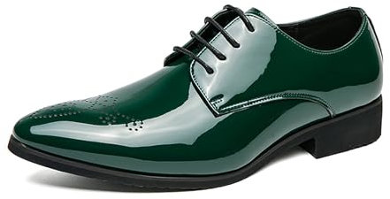 LMUIPMAA Zapatos De Vestir Oxfords Zapatos De Cuero con Cordones Zapatos De Traje De Derby Formales para Hombre Zapatos Boda Negocios,Verde,43 EU