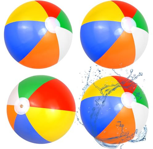 4PCS Color Pelotas De Agua, 50CM Pelotas De Playa Hinchable（33cm Cuando se infla）, Verano Juguetes De Pelota De Playa, Bolas Inflables De Agua Durabilidad para Piscina Playa Fiesta De Verano