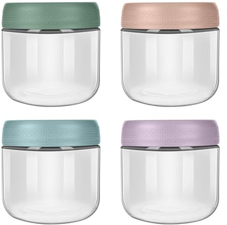 Aolso Pot de Conservation Bebe, 4PCS/300ml Conservations pour Nourriture pour Bébé,Petit Pot Bébé, Repas de Bébé Boîtes de Conservation avec Couvercle Hermétique