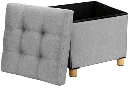 CROWNSHOP Velvet Ottoman Storage Bench Footrest Stool Seat Toy Chest Storage Box Folding with Lid Long Shoes Bench Footstool Suitable for Living Room (Dark gray 38x38x35cm)