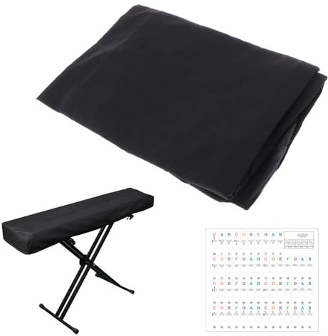 Klavierabdeckung 88 Tasten,Abdeckung für Klaviertastatur,Klaviertastatur-Staubschutz,E-Piano-Abdeckung,Staubdicht und Waschbar,mit Klaviertastenaufkleber,für 88 Tasten Klavier Elektronische,Schwarz