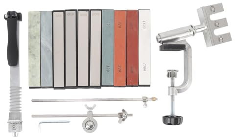 Fixed-Angle Kni fe Sharpener Kit, Professional Knif e Sharpener System Kit with 10 Whetstones, 360° Flip Rotation Precision Adjust Kni fe Sharpener Tool Kme Sharpening System