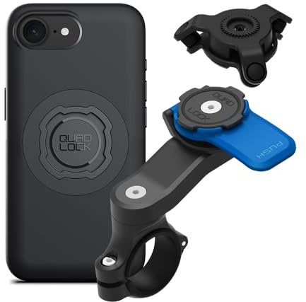 Quad Lock Support Téléphone pour Guidon de Moto avec Amortisseur de Vibrations et Coque MAG pour iPhone 16e