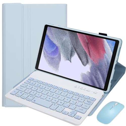 TSATAULE Custodia con Tastiera per Samsung Galaxy Tab A7 Lite 8.7 Pollici 2021 SM-T220/T225/T227, Tastiera Bluetooth Staccabile, Portapenne, Mouse per Tablet,Blu