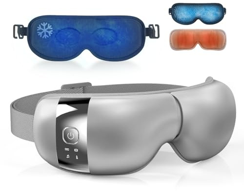 HubiCare Augenmassagegerät mit Wärme- & Kühlfunktion, 3D-Luftdruckmassage & Vibration, Bluetooth-Musik, für müde Augen und entspannte Pausen, inkl. Kühlgel-Pad (Grau)