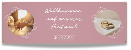 Banner selbst gestalten I Rosa-Blume I Fahne für Werbung personalisiert (50cm x 150cm groß) I Flagge mit Wunschtexten und Bildern selber gestalten