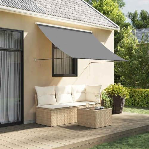 Einziehbare Markise Anthrazit 250x150 cm, Polyesterstoff mit PA-Beschichtung, Stahlrahmen, manuell bedienbarer Sonnenschutz für Balkon und Terrasse