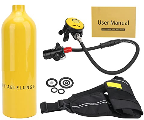 Mtlavishness Mini kit de réservoir de plongée sous-Marine de 1 L, Appareil respiratoire sous-Marin Portable avec tête de Valve rotative à 360°, manomètre Lumineux, Embout en (Bouteille d'oxygène