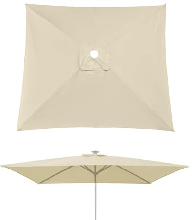 2x3m 3X3 2X2 Auvent De Rechange, 4 6 8 Baleines Toile De Remplacement De Parasol Rectangulaire/Carré, Polyester Imperméable U30+ Respirant Lavable, Housse Pour Jardin Terrasse Plage(Beige,192X192cm)