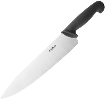 Hygiplas Chef's Knife 25.5cm / 10 inch Blade Professional Grade | Black Ergonomic Handle| Weight: 210 grams | C264