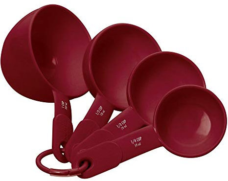 KitchenAid Vasos medidores de plástico, 4 unidades, color rojo