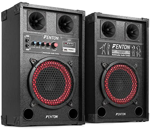 Skytec SPB-8 Pack altoparlanti amplificato DJ – Altoparlanti con subwoofer 20 cm (400 W, connessione micro, USB, SD e MP3)