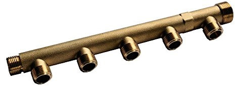 Arcanaute - Collecteur sanitaire nu - Nourrice sanitaire matricé avec arrivée Mâle 3/4 (20x27) et Femelle 1/2 (15x21) - 5 départs 1/2 (15/21) - Entraxe 50mm - Arcanaute