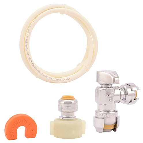 SharkBite Toilet Connection Kit with Angle Stop, Push to Connect Brass Plumbing Fittings, PEX Pipe, Copper, CPVC, PE-RT, 25088
