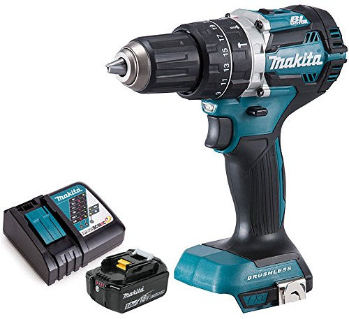Makita DHP484Z 18V LXT Li-ion Brushless Combi Drill Body with 1 x 5.0Ah Battery & Charger
