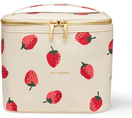 Kate Spade New York Insulated Soft Cooler Lunch Tote with Double Zipper Close and Carrying Handle, Strawberries