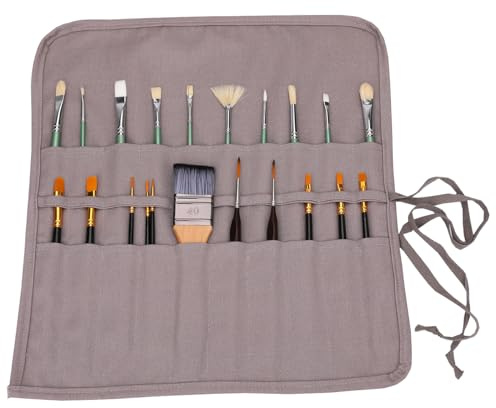 Amoyie trousse à crayon enroulable pour pinceaux de peinture, sacs organiseurs de toile, enveloppe de crayon porte-brosses pochettes rouleaux