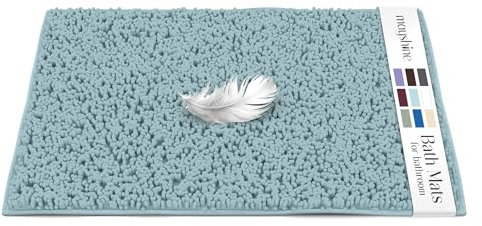 MAYSHINE Tapis de Salle de Bain Absorbant et Antidérapant en Chenille - Doux, Lave-Machine, Sèche Rapidement - Grand pour Bain, Douche, Chambre ou Tapis de Porte (Spa Bleu, 80x50cm)