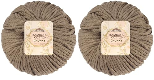 JubileeYarn Bamboo Cotton Chunky Yarn - 100g/Ball - Coffee Lover - 2 Balls
