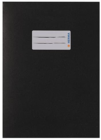 HERMA 7088 Heftumschlag A5 Papier Schwarz, Hefthülle mit Beschriftungsfeld aus extrem kräftigen Papier & satten Farben, Heftschoner für Schulhefte, farbig