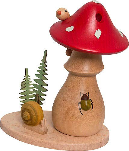 Kuhnert Drechslerei Rauchfigur, Räucherfigur - Rauchpilz - ca. 14 cm - Made in Germany (Fliegenpilz)