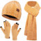 Damen Winter Warm Beanie Mütze Touchscreen Handschuhe und Lang Schal Set mit Fleece Gefütterte, Thermo Wintermütze Strickmütze Schals Winterhandschuhe Strickhandschuhe Frauen Geschenk, Gelb