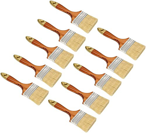 KOTARBAU® 10er Set Flachpinsel 3“ Borstenlänge 75 mm Lasurpinsel Lackierpinsel Malerpinsel Holzpinsel Lackiert für Renovierungsarbeiten