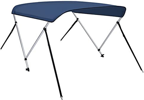 Festnight Bootsabdeckung 2-Bow Bimini Top Sonnenverdeck Boot Sonnenschutz Boat Bootszelt Schlauchboot Bootsverdeck Sonnendach Sun Markise Marineblau 180x130x110 cm