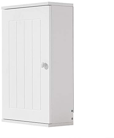 Panana Meuble de Salle de Bain, Armoire Murale Suspendu avec Étagère Réglable pour Salle de Bain Couloir Salon, 30 x 14 x 50 cm, Blanc