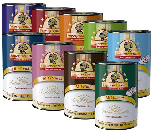 Futter-Shuttle - Angebot (54x400g) Dosen - Hundefutter - Nassfutter für Hunde in höchster Güte - 9 vers. Geschmacksrichtungen - Deutsche Qualität